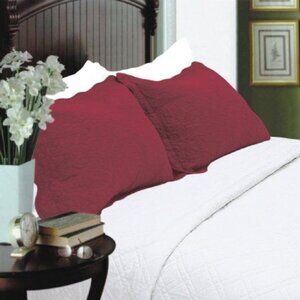 New in Package Cotton Quilted Euro Pillow Shams 25"x25" - Cranberry